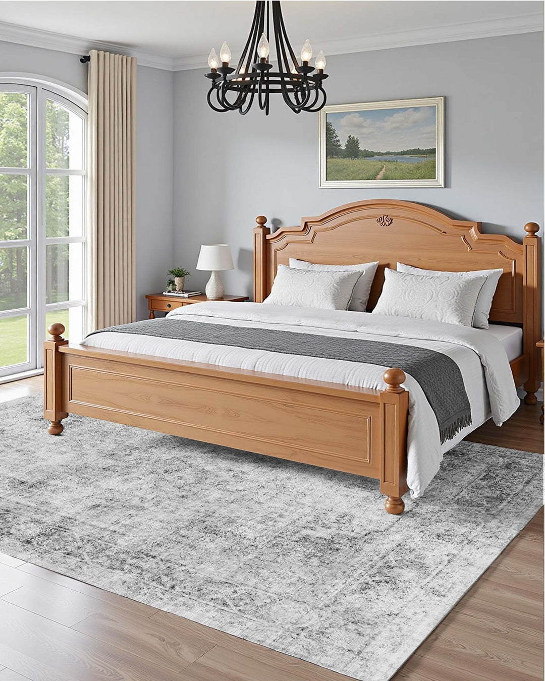 VEVOR Area Rug, 5 x 7 ft Large Washable Rug, Non-Slip and Tear-Resistant Soft Carpet, Pet & Child Friendly Modern Area Rugs, Indoor Mat for Bedroom, Office, Living Room, Kids Room, Entryway, Blue