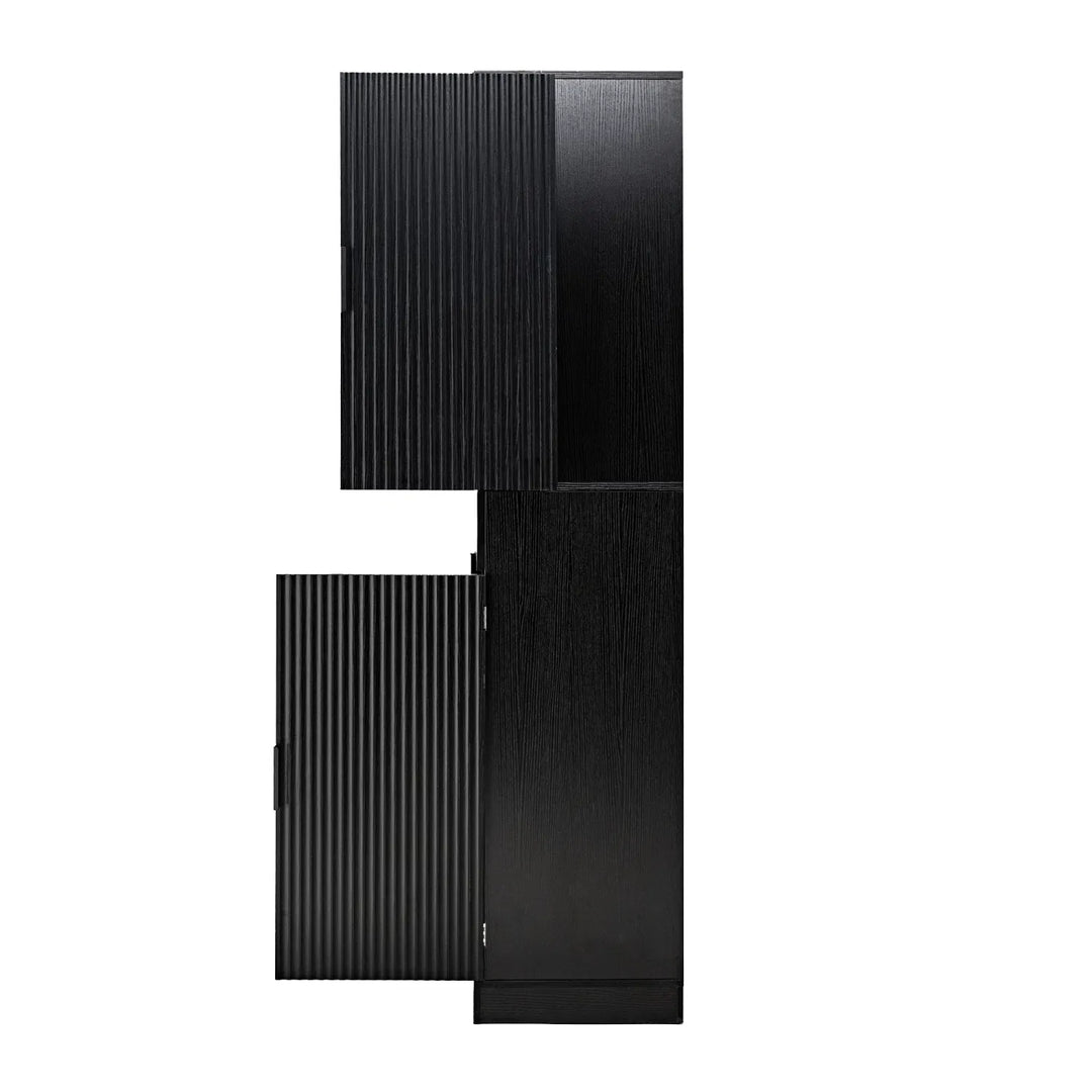 72" Fluted Kitchen Pantry Cabinet with 3 Keyboard Drawers & 6 Door Shelves Adjustable, Freestanding Cupboard Storage Cabinet for for Bathroom Diningroom, Office, Entryway, Black