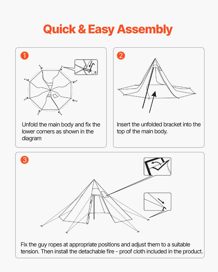 VEVOR Camping Hot Tent, 2 Persons Cabin Tent with Stove Jack & Poles, Waterproof Winter Tents Shelters with Fireproof Ground Mat, Portable 4 Season Tents for Hiking Fishing Hunting Backpacking