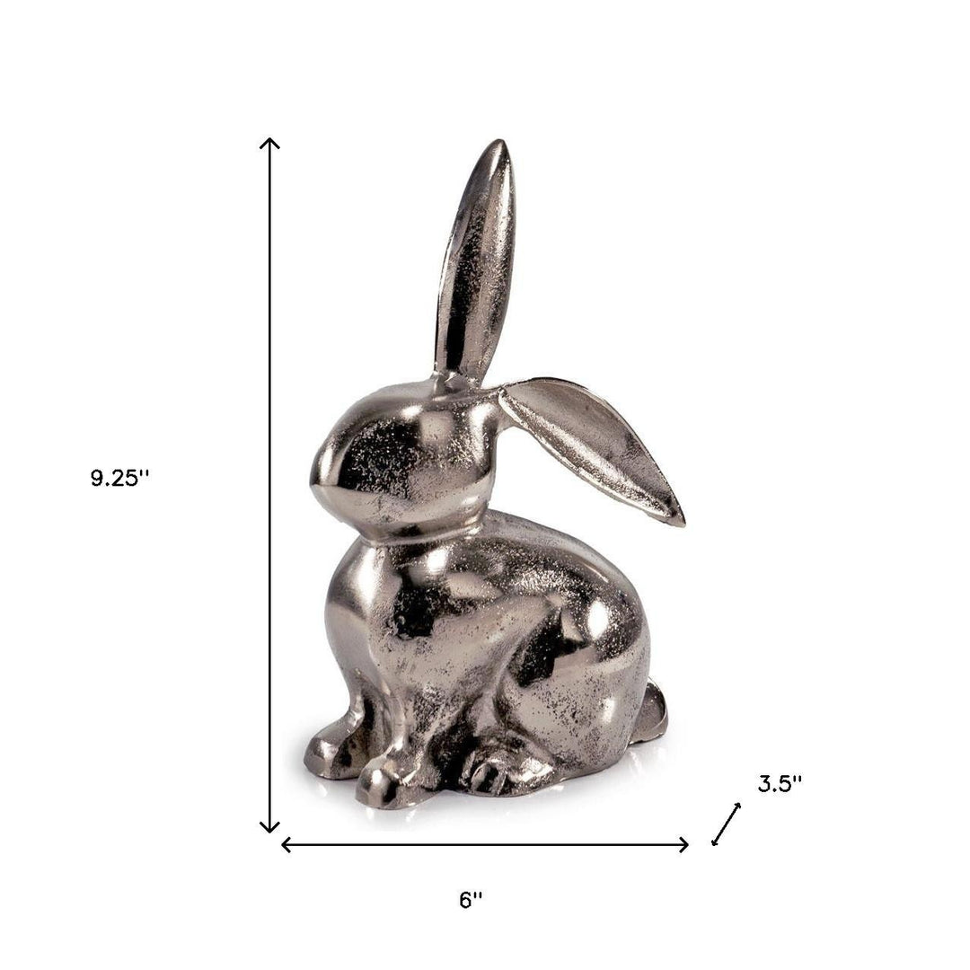 9" Silver Aluminum Rabbit Tabletop Sculpture