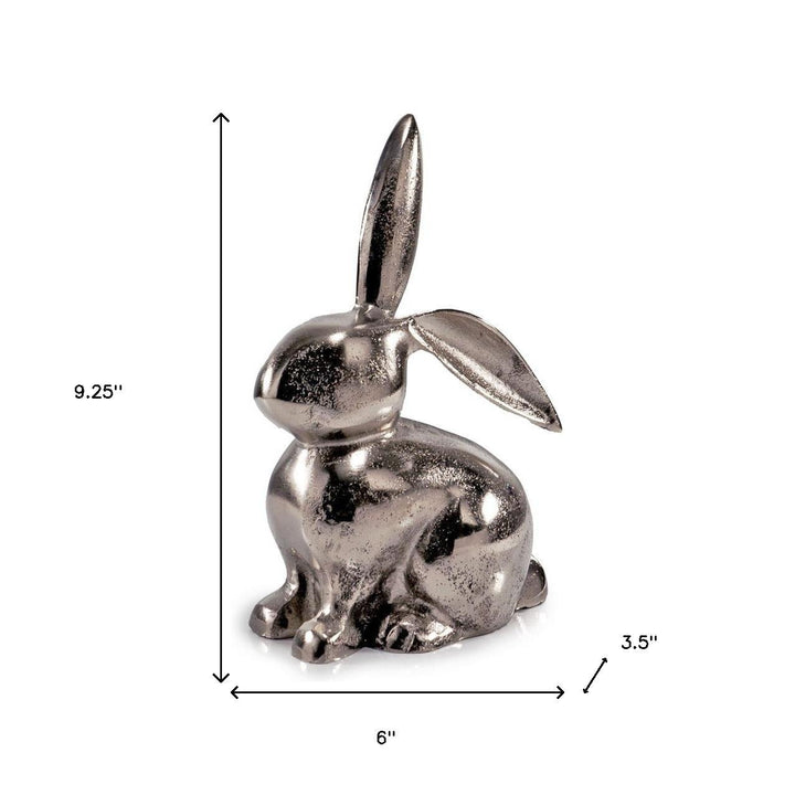 9" Silver Aluminum Rabbit Tabletop Sculpture