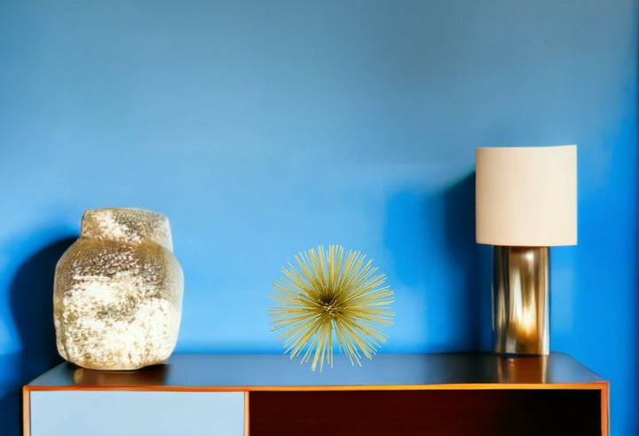 8" Silver Metal Spiky Sphere Tabletop Sculpture