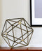 8" Brown and Gold Metal Hand Painted Geometric Orb Tabletop Sculpture