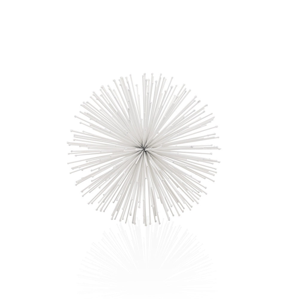 8" Silver Metal Spiky Sphere Tabletop Sculpture