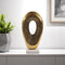 19" Gold And White Aluminum And Marble Abstract Tabletop Sculpture