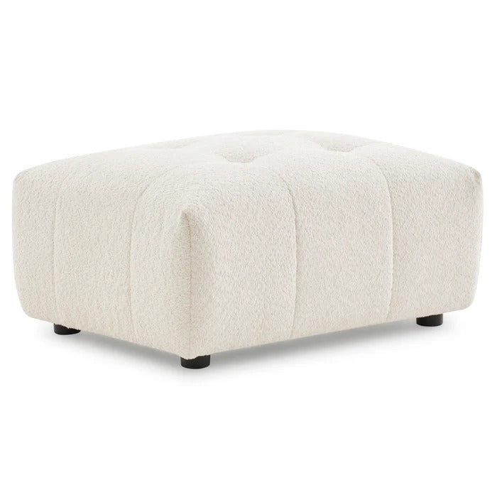 Kaynes Chic Tufted Ivory Boucle Ottoman