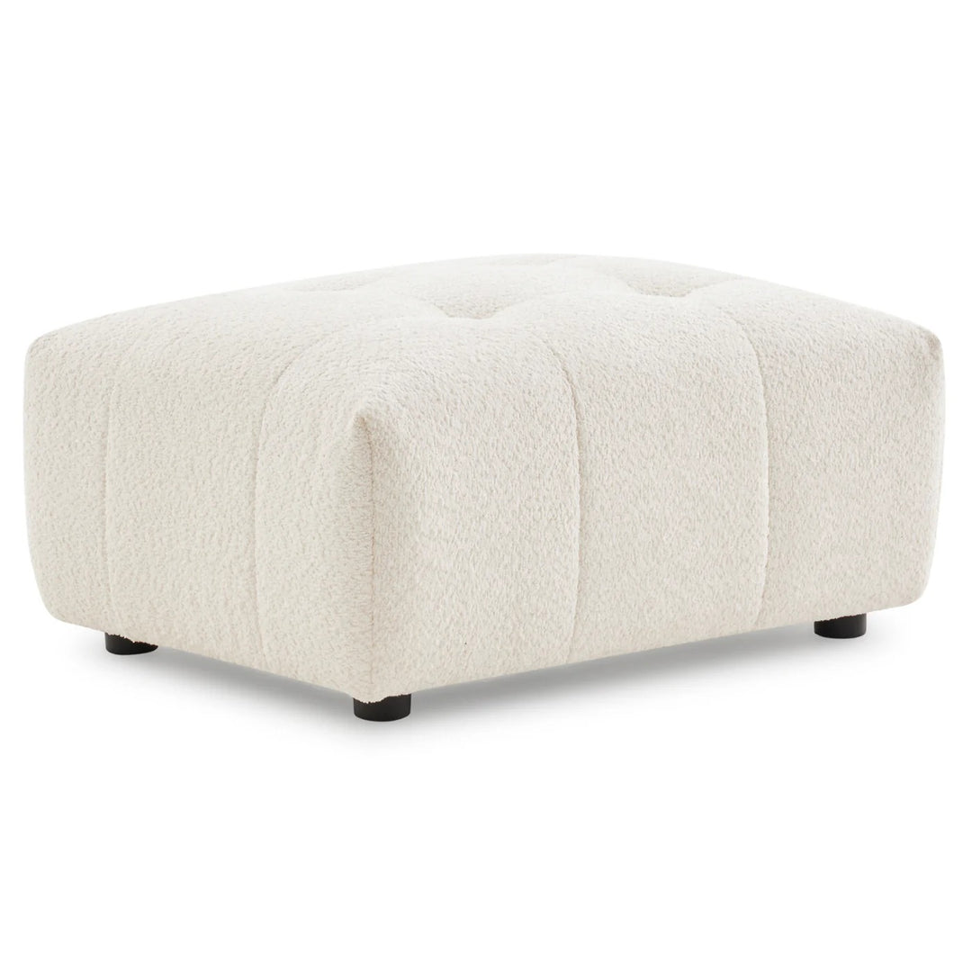 Kaynes Chic Tufted Ivory Boucle Ottoman