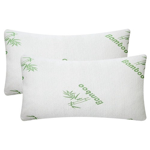2-Pack Queen Bamboo Memory Foam Pillows – Hypoallergenic Shredded Fill & Washable Cover | Trufairs