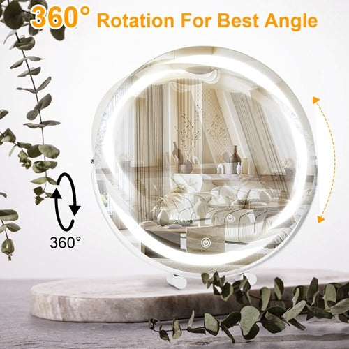 19″ Round LED Halo Vanity Makeup Mirror – 3 Lighting Colors & Dimmable | Trufairs