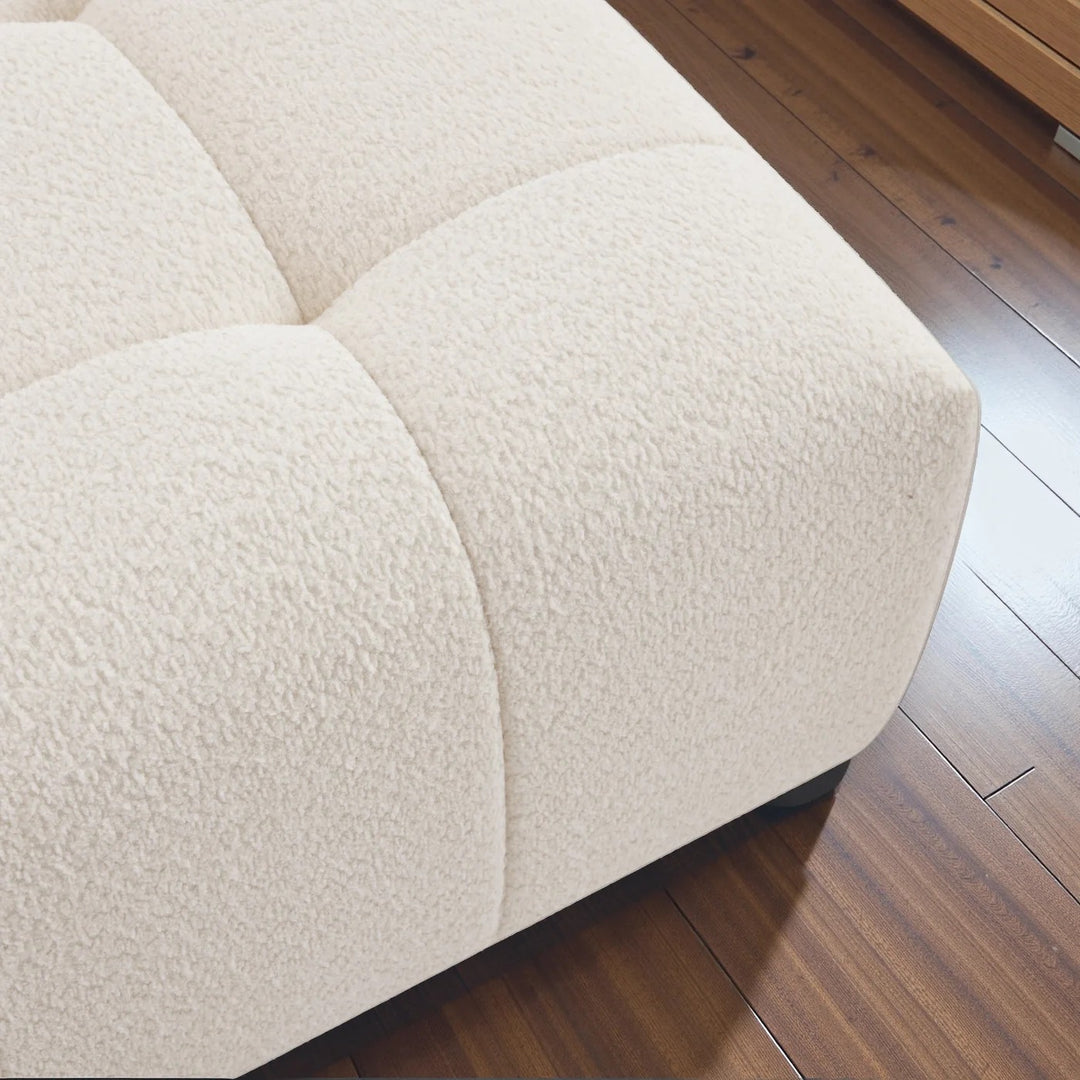 Kaynes Chic Tufted Ivory Boucle Ottoman