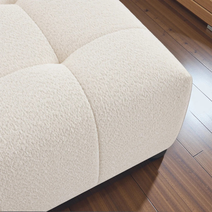 Kaynes Chic Tufted Ivory Boucle Ottoman