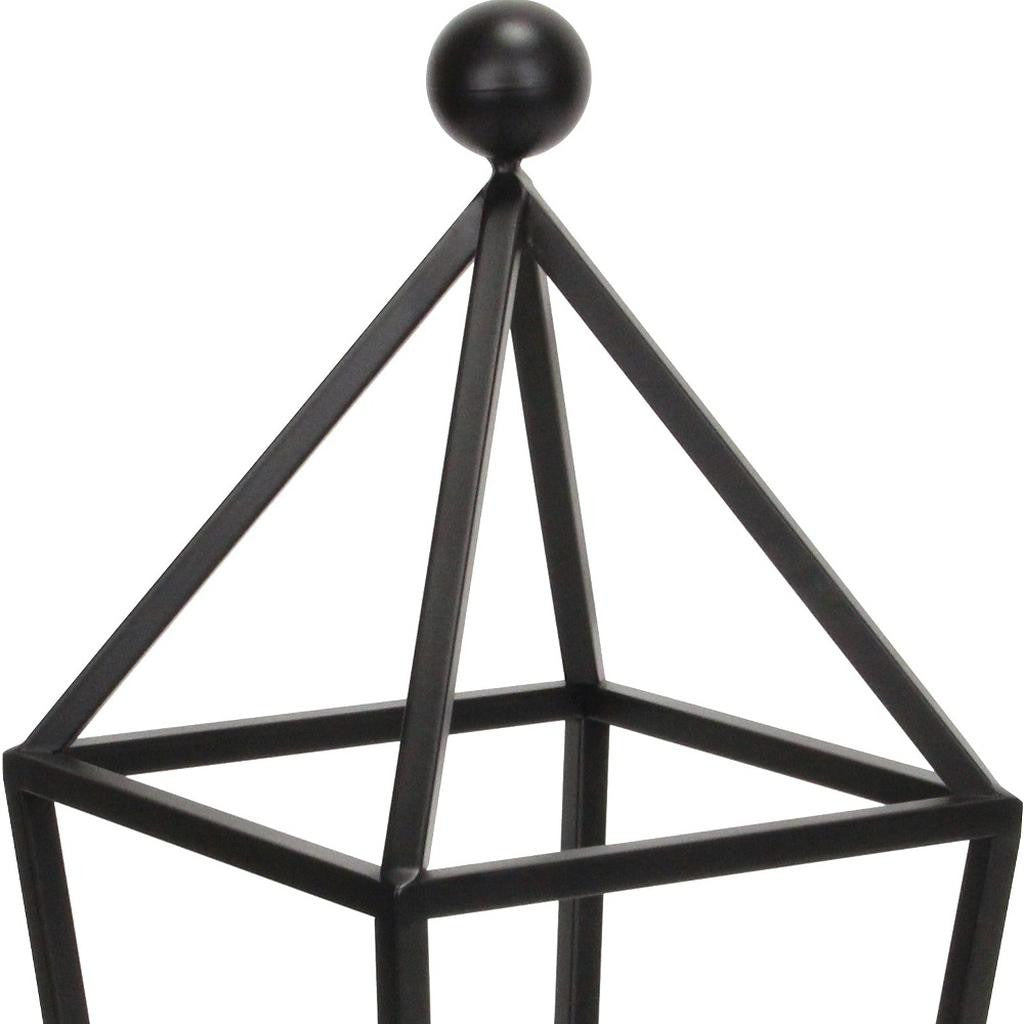 24" Black Geometric Metal Tabletop Lantern Candle Holder