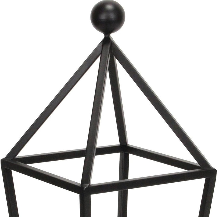 24" Black Geometric Metal Tabletop Lantern Candle Holder