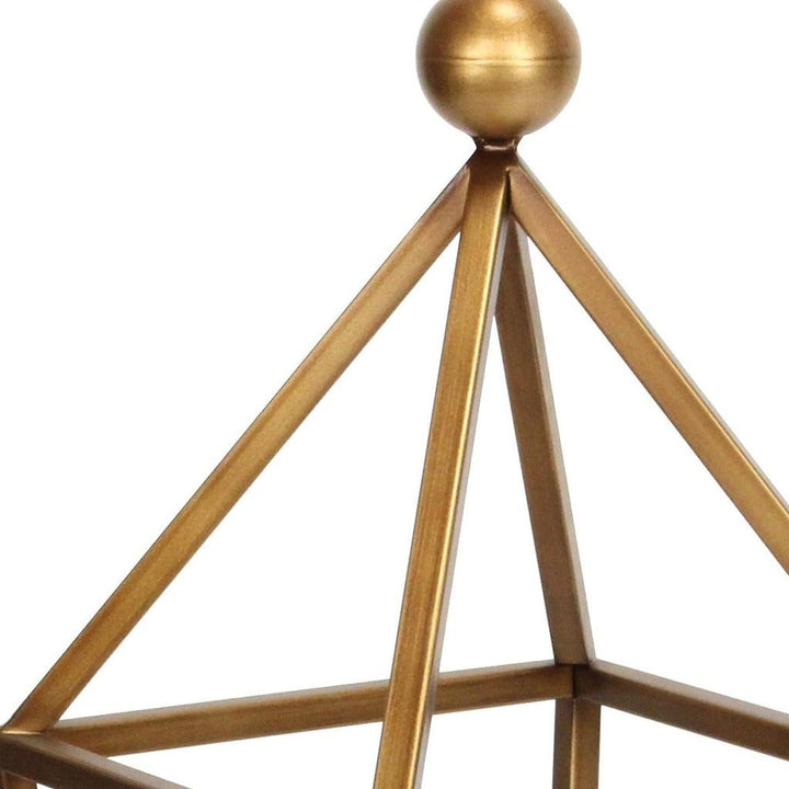 24" Gold Geometric Metal Tabletop Lantern Candle Holder