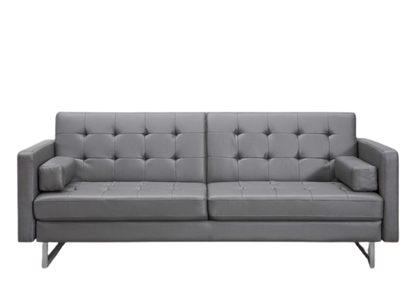 Elegant 80" Gray Faux Leather Sleeper Sofa with Silver Legs - Contemporary Comfort & Style