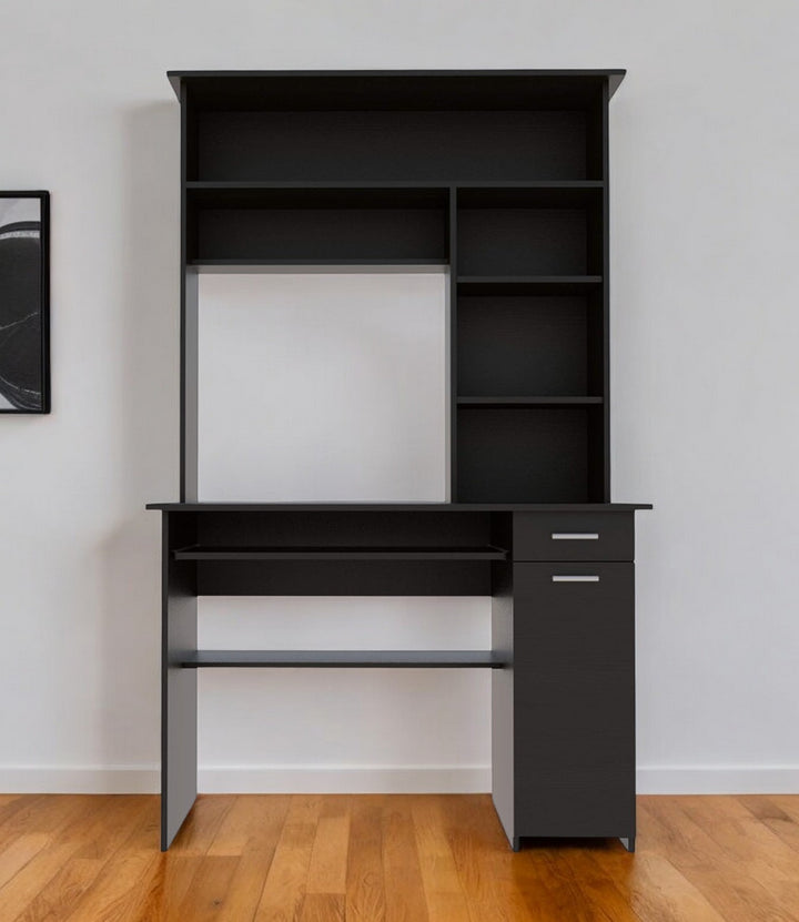 Zeno Executive Pro 43" Black Computer Desk with Hutch – Elevate Your Professional Workspace