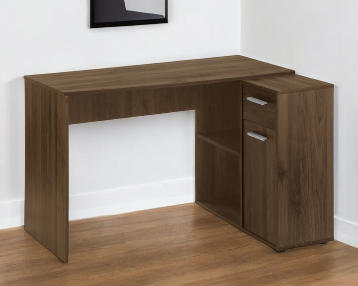 Executive Pro 46" Brown Wood L-Shape Computer Desk – Corner Command Center