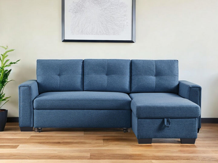 92" Blue Convertible Sleeper Sofa – Space-Saving Luxury for Modern Living