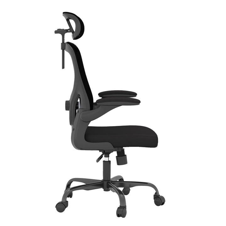 ErgoPro Black Mesh Adjustable Gaming Chair – Flip-Up Arms, Swivel Base & Enhanced Lumbar Support