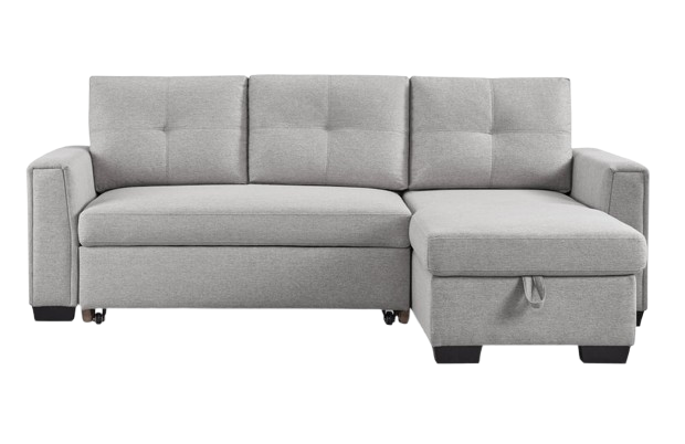 92" Light Gray Polyester Blend Convertible Futon Sleeper Sofa With Black Legs