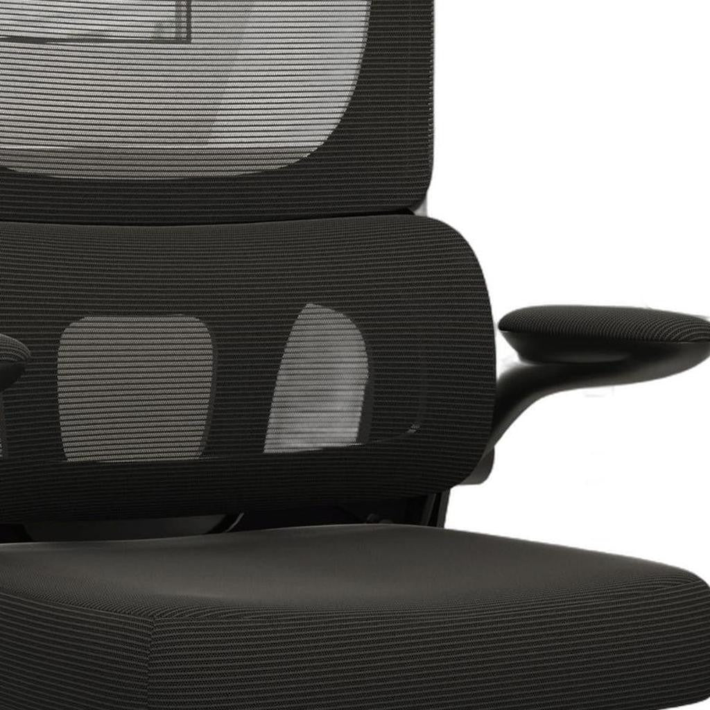 Ergonomic Office Chair Home Computer Desk Chair with Lumbar Support Breathable Mesh Seat Flip-Up Armrest Adjustable Height Swivel Rolling Chair Black