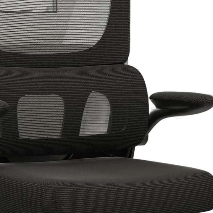 Ergonomic Office Chair Home Computer Desk Chair with Lumbar Support Breathable Mesh Seat Flip-Up Armrest Adjustable Height Swivel Rolling Chair Black