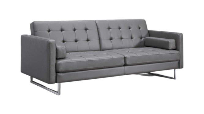 Elegant 80" Gray Faux Leather Sleeper Sofa with Silver Legs - Contemporary Comfort & Style