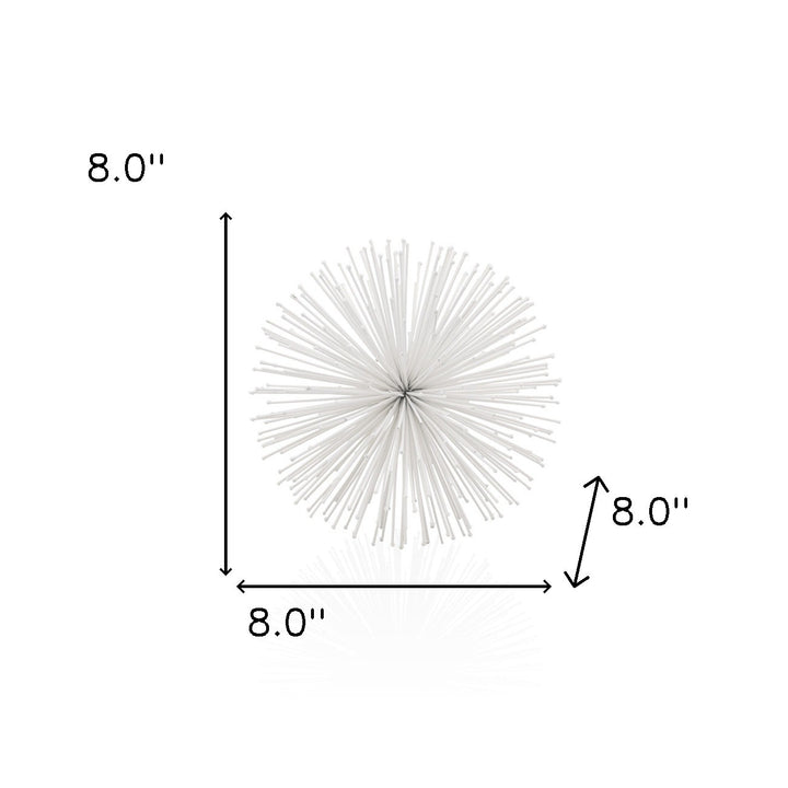 8" Silver Metal Spiky Sphere Tabletop Sculpture