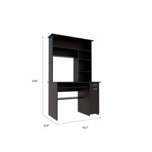 Zeno Executive Pro 43" Black Computer Desk with Hutch – Elevate Your Professional Workspace
