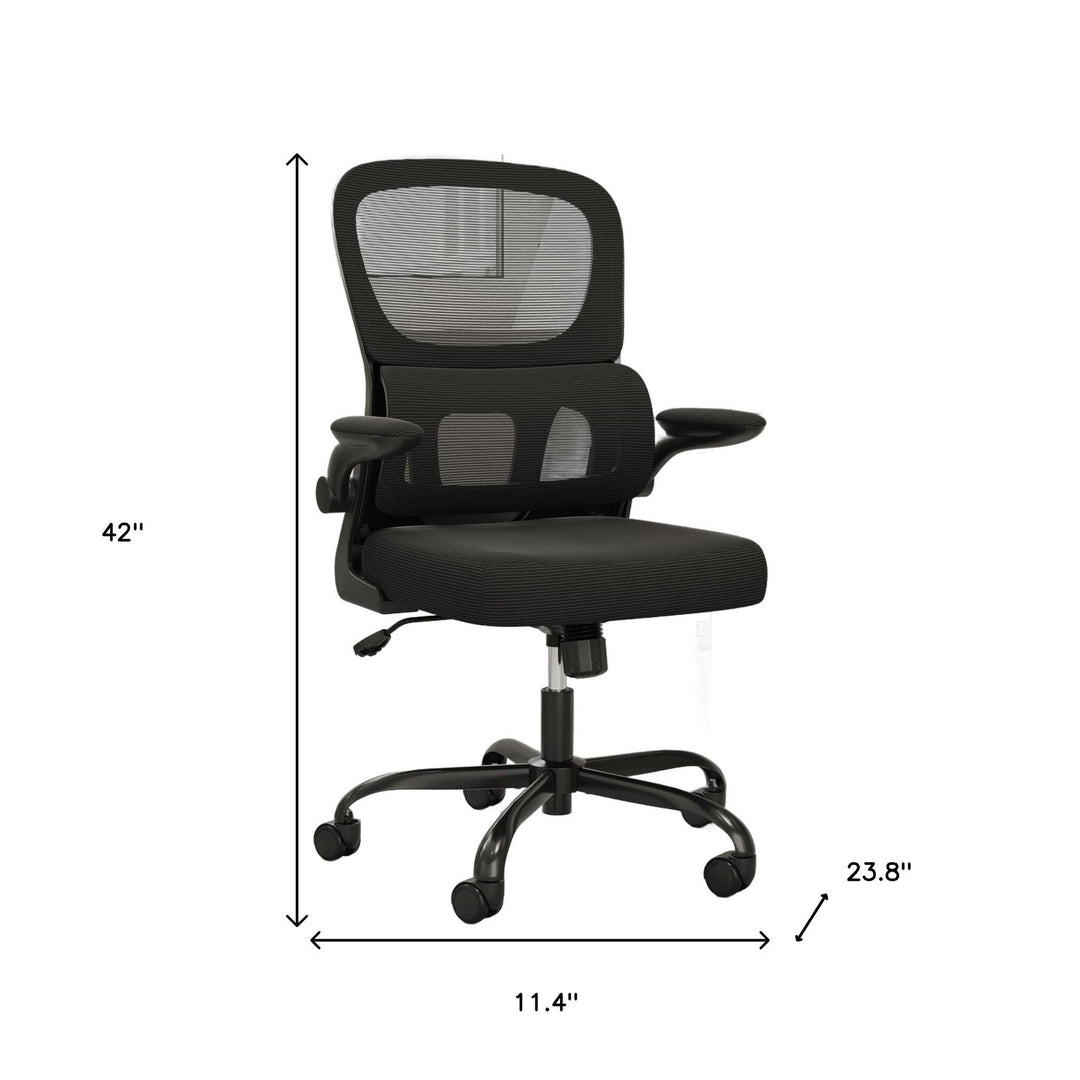 Ergonomic Office Chair Home Computer Desk Chair with Lumbar Support Breathable Mesh Seat Flip-Up Armrest Adjustable Height Swivel Rolling Chair Black