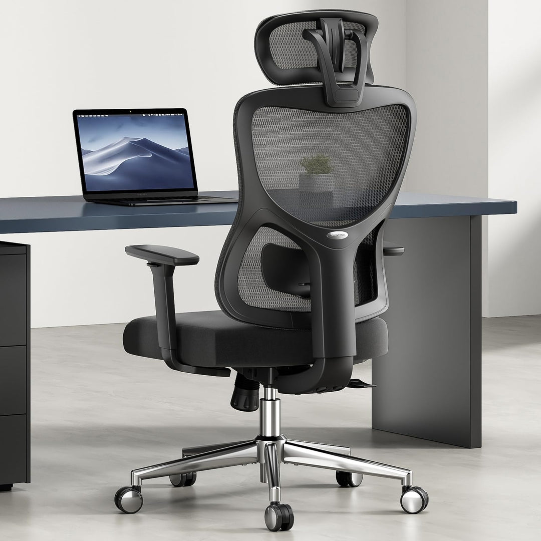 Ergonomic Mesh Office Chair High Back Computer Desk Chair Adjustable Headrest Lumbar Support 3D Armrests Black