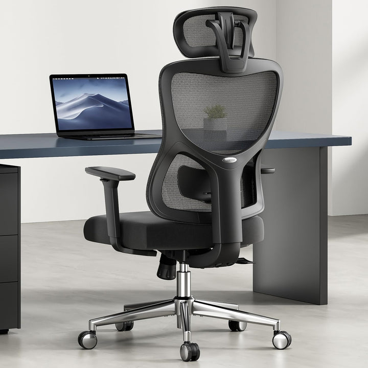 Ergonomic Mesh Office Chair High Back Computer Desk Chair Adjustable Headrest Lumbar Support 3D Armrests Black
