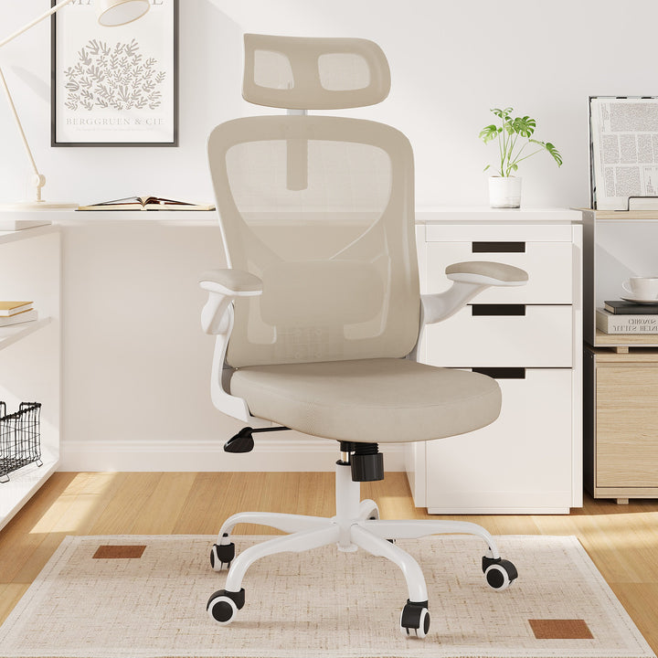 ErgoBliss Pink Mesh Ergonomic Office Chair – Adjustable Lumbar, Flip-Up Arms & Headrest