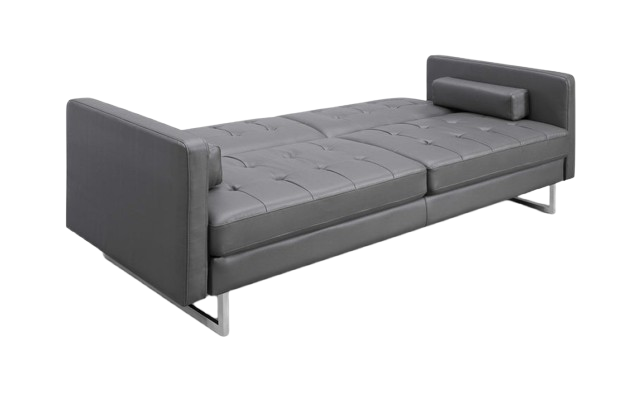 Elegant 80" Gray Faux Leather Sleeper Sofa with Silver Legs - Contemporary Comfort & Style