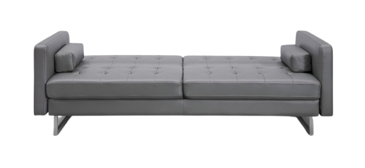 Elegant 80" Gray Faux Leather Sleeper Sofa with Silver Legs - Contemporary Comfort & Style