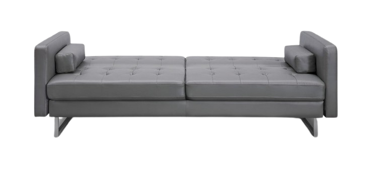 Elegant 80" Gray Faux Leather Sleeper Sofa with Silver Legs - Contemporary Comfort & Style