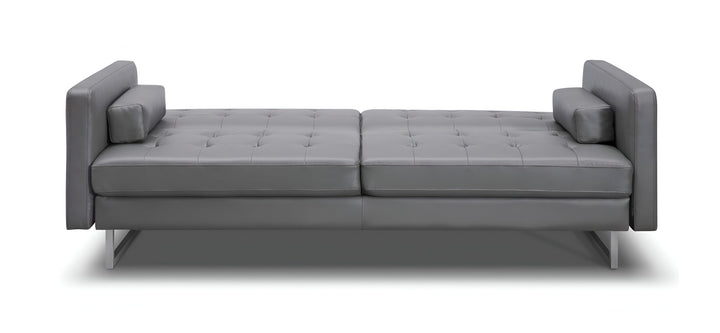 Elegant 80" Gray Faux Leather Sleeper Sofa with Silver Legs - Contemporary Comfort & Style