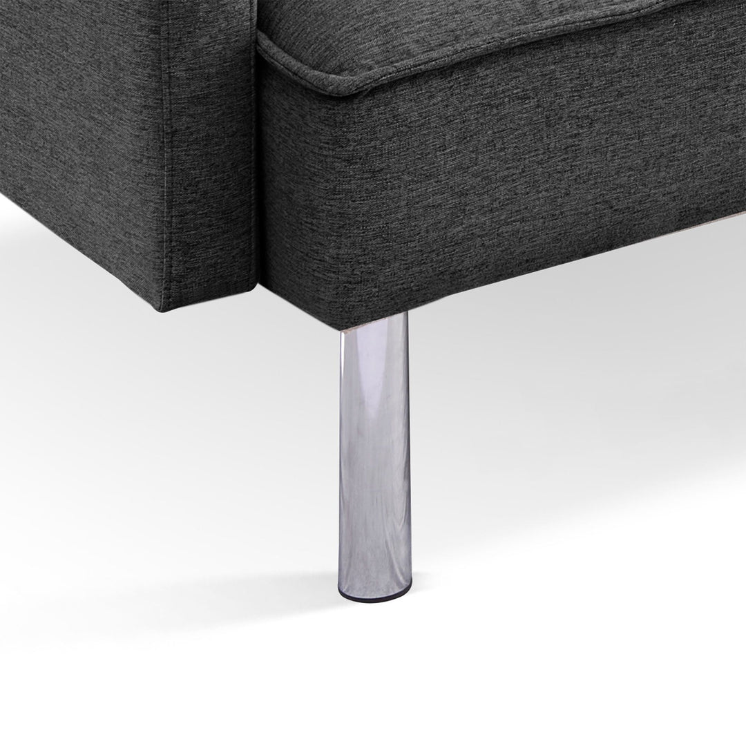 Premium Dark Gray Convertible Futon Sleeper Sofa with Silver Legs - 85 Inch