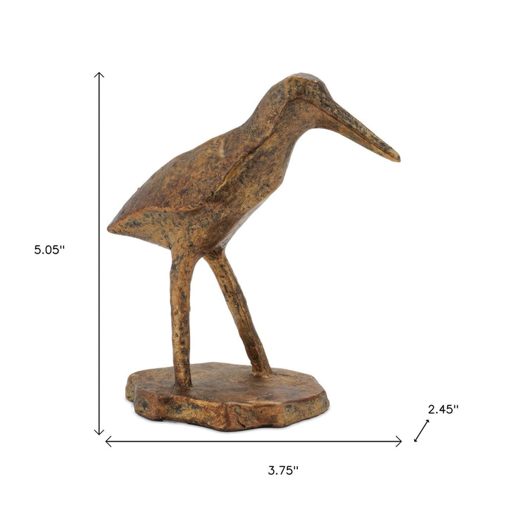 Set of Three Brown And Gold Polyresin Bird Figurine