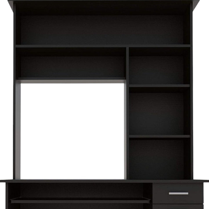 Zeno Executive Pro 43" Black Computer Desk with Hutch – Elevate Your Professional Workspace