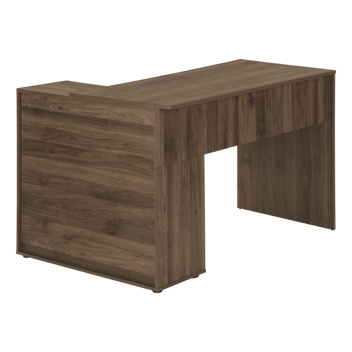 Executive Pro 46" Brown Wood L-Shape Computer Desk – Corner Command Center