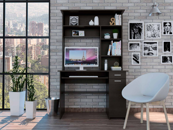 Zeno Executive Pro 43" Black Computer Desk with Hutch – Elevate Your Professional Workspace