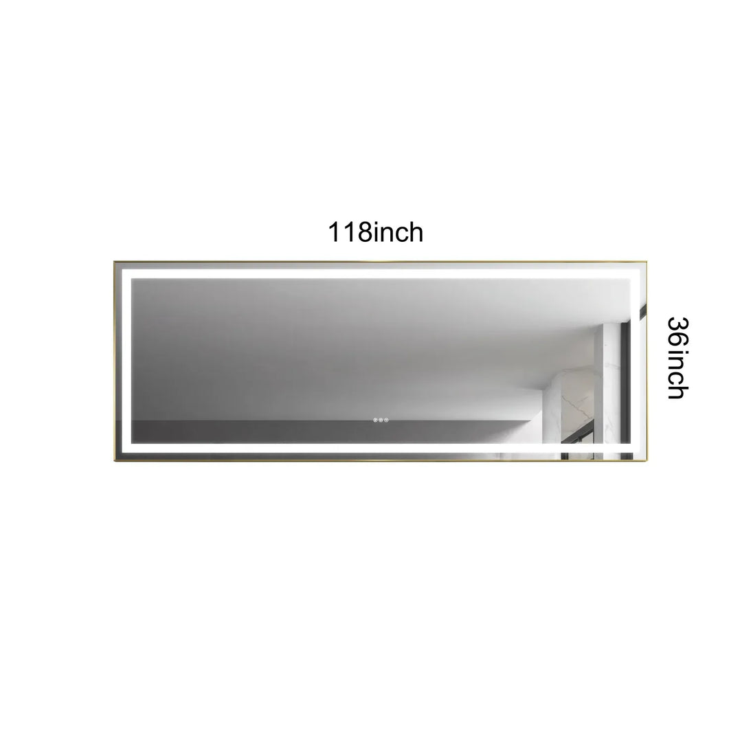 118″ × 36″ LED Vanity Mirror with Aluminum Frame, Anti-Fog & Stepless Dimming | Trufairs