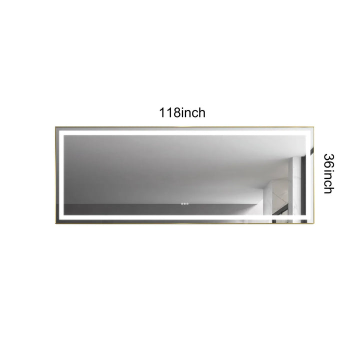 118″ × 36″ LED Vanity Mirror with Aluminum Frame, Anti-Fog & Stepless Dimming | Trufairs