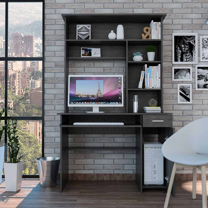 MetroHaven 43" Gray Computer Desk with Hutch