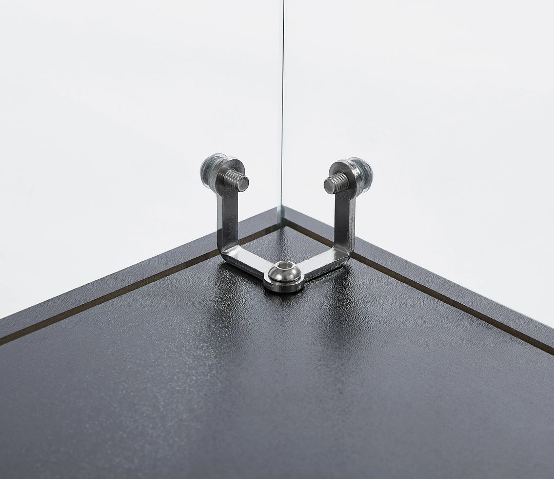 4-Tier Glass Display Cabinet, Double Door Glass Cabinet, Four Partitions, Two Locks, Floor Standing Storage Cabinet for Living Room, Bedroom, Showroom and Office, Black, 31.5"L x 14.2"W x 66.3"H