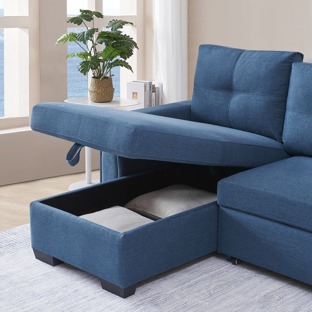 92" Blue Convertible Sleeper Sofa – Space-Saving Luxury for Modern Living