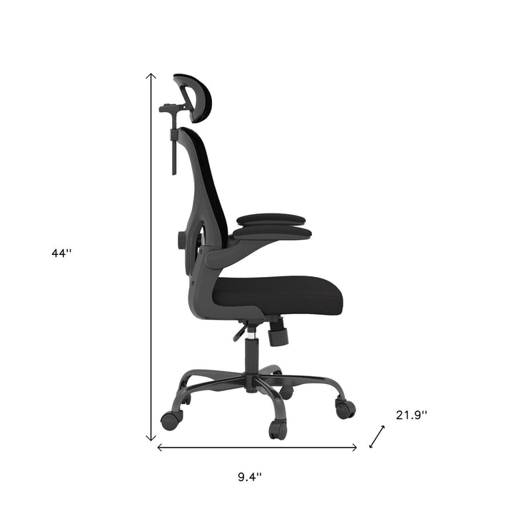 ErgoPro Black Mesh Adjustable Gaming Chair – Flip-Up Arms, Swivel Base & Enhanced Lumbar Support