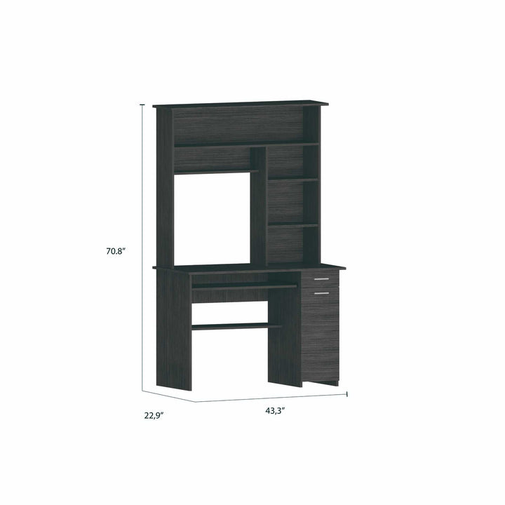 MetroHaven 43" Gray Computer Desk with Hutch