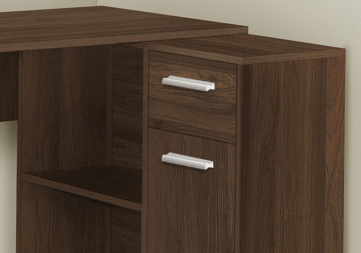 Executive Pro 46" Brown Wood L-Shape Computer Desk – Corner Command Center